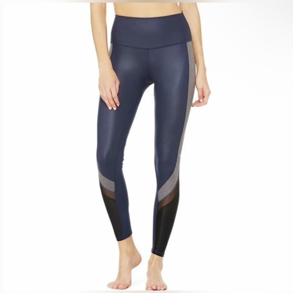 ALO Yoga Blue black and Gray Leggings Moisture-Wicking Comfort - Picture 7 of 8
